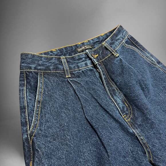 Shein High Waist Pleat Jeans 28 90s Oversize Wide Leg 90's Skater Streetwear Hip - Picture 2 of 4